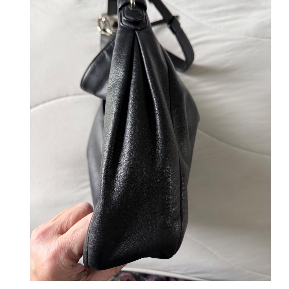 Coach Chelsea Black Leather Hobo Shoulder Bag Turnlock Silver Hardware 17816 - Picture 12 of 13